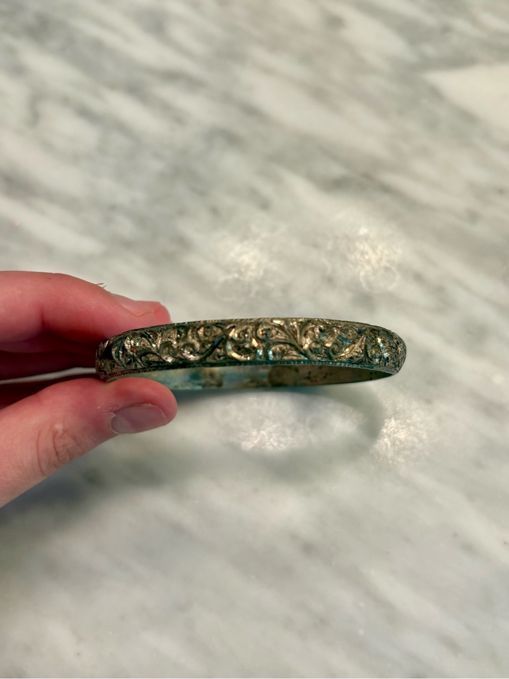 Vintage-Inspired Sterling Silver Green and Gold Filigree Women’s Bracelet